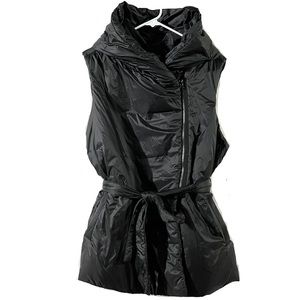 SIMPLY VERA WANG Black Belted Vest With Hood and Full Zipper Size XL
